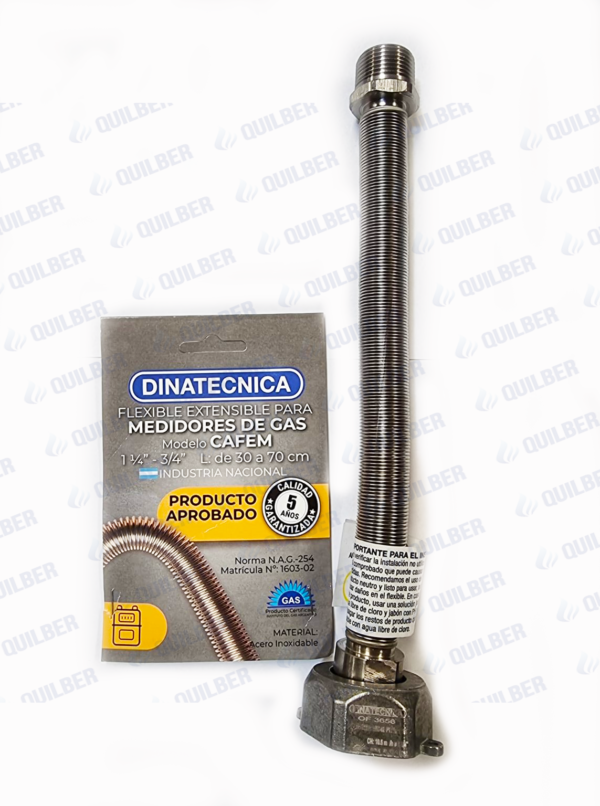 FLEXIBLE DINATECNICA EXTENSIBLE 30/70 1 1/4-3/4 PULGADAS PARA MEDIDOR DE GAS - Imagen 1